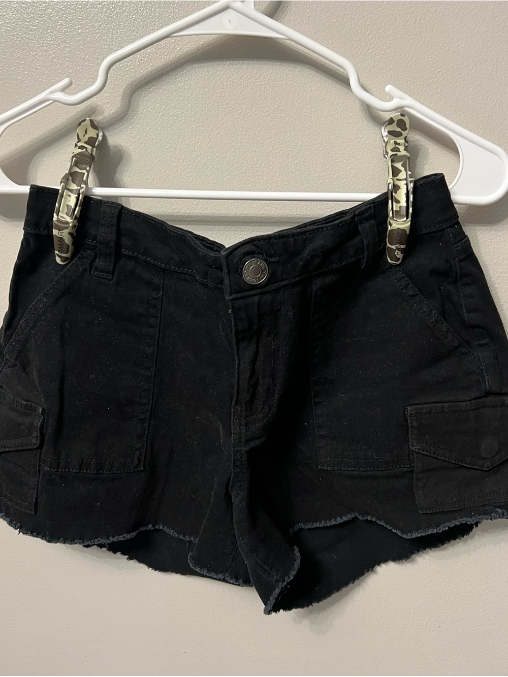 YMI Black Women's Jean Shorts with Cargo Pockets